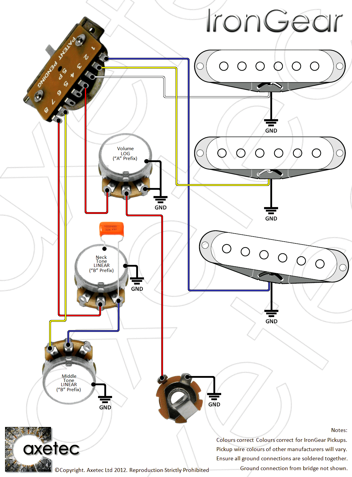 Guitar Parts from Axetec - 5 Position Lever Switches